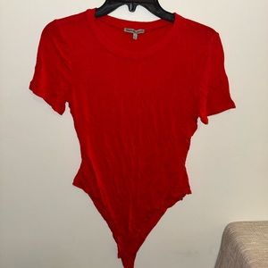Charlotte Russe Red T-shirt Short Sleeve Thong Bodysuit